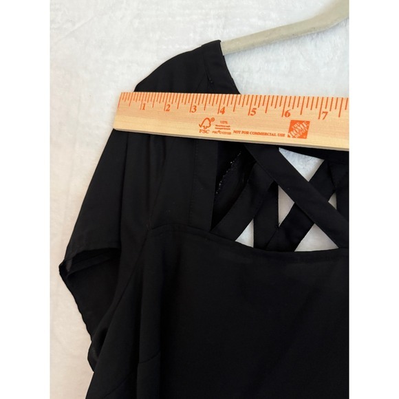 TORRID Black Lattice Neck Short Sleeve Sheer Blouse Plus Size‎ 0 - Picture 9 of 11